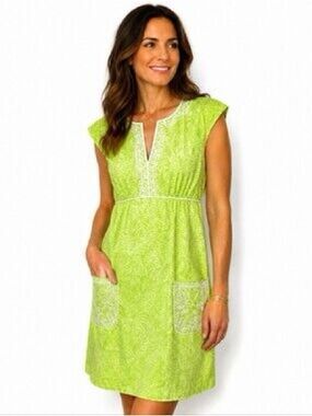Lilly Pulitzer Jubilee Lime Tiger Printed Shift Dress with White Trim